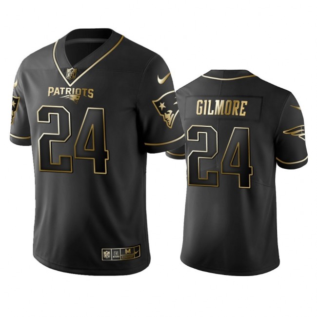 Nike Patriots #24 Stephon Gilmore Black Golden Limited Edition Stitched NFL Jersey