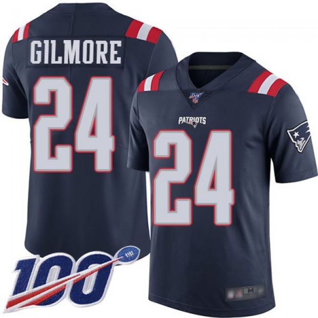 Nike Patriots #24 Stephon Gilmore Navy Blue Men's Stitched NFL Limited Rush 100th Season Jersey