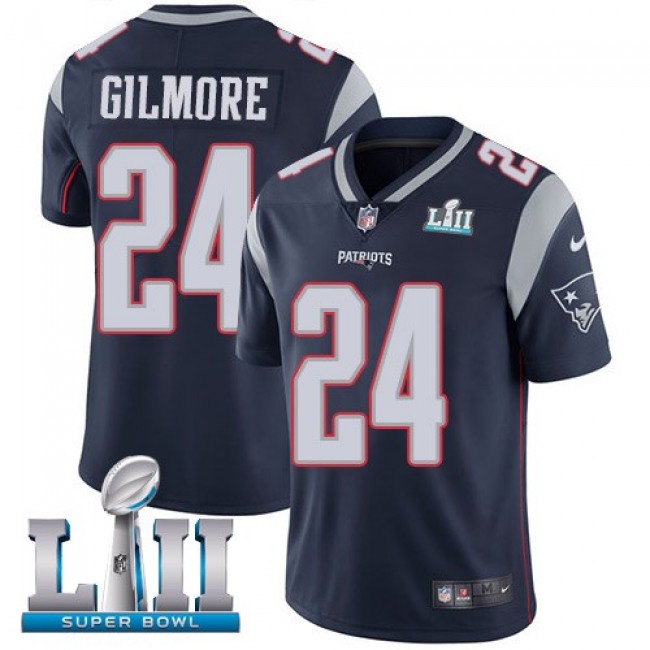 New England Patriots #24 Stephon Gilmore Navy Blue Team Color Super Bowl LII Youth Stitched NFL Vapor Untouchable Limited Jersey