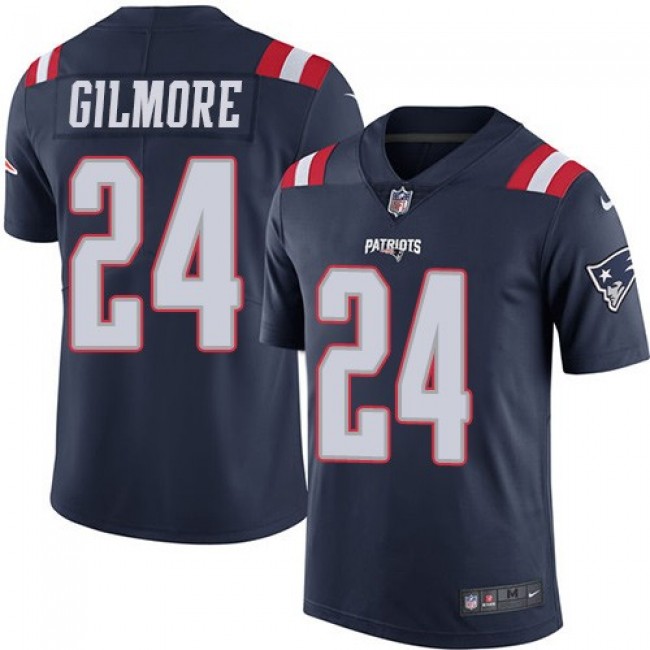 New England Patriots #24 Stephon Gilmore Navy Blue Youth Stitched NFL Limited Rush Jersey