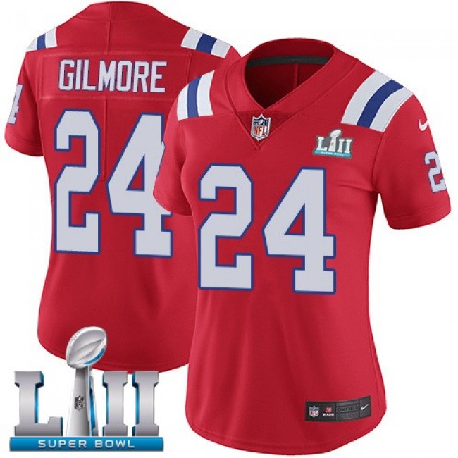 Women's Patriots #24 Stephon Gilmore Red Alternate Super Bowl LII Stitched NFL Vapor Untouchable Limited Jersey