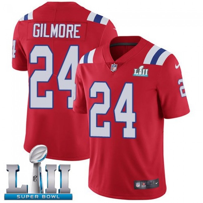 New England Patriots #24 Stephon Gilmore Red Alternate Super Bowl LII Youth Stitched NFL Vapor Untouchable Limited Jersey