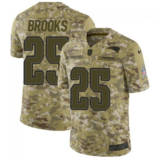 Nike Patriots #25 Terrence Brooks Camo Men's Stitched NFL Limited 2018 Salute To Service Jersey