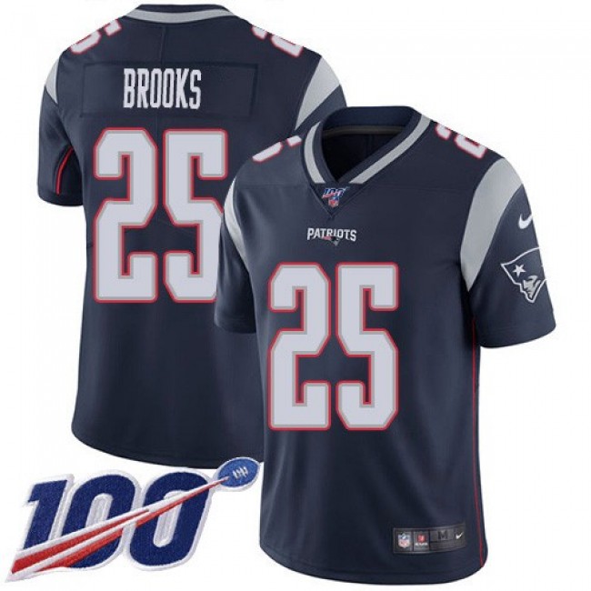 Nike Patriots #25 Terrence Brooks Navy Blue Team Color Men's Stitched NFL 100th Season Vapor Limited Jersey