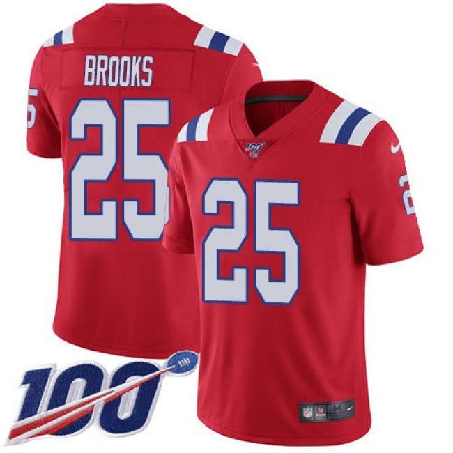 Nike Patriots #25 Terrence Brooks Red Alternate Men's Stitched NFL 100th Season Vapor Limited Jersey