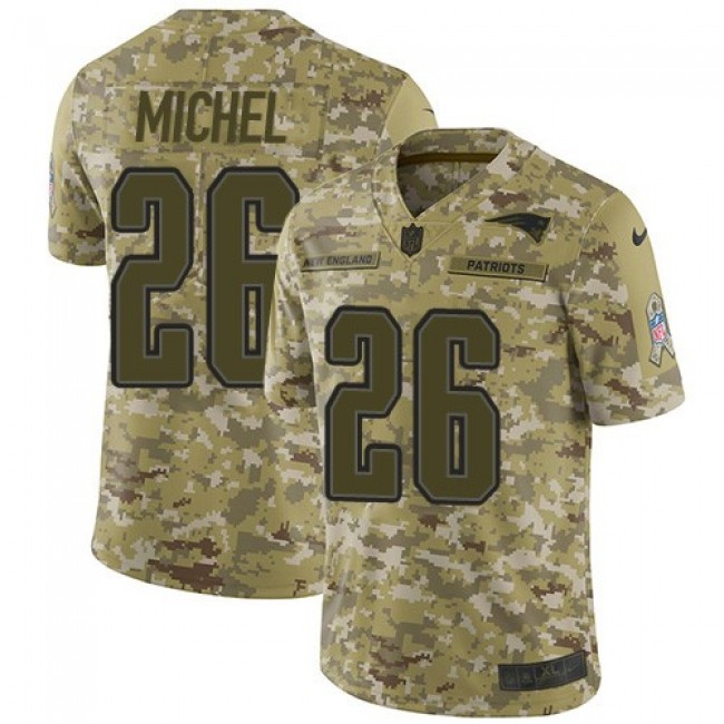Nike Patriots #26 Sony Michel Camo Men's Stitched NFL Limited 2018 Salute To Service Jersey