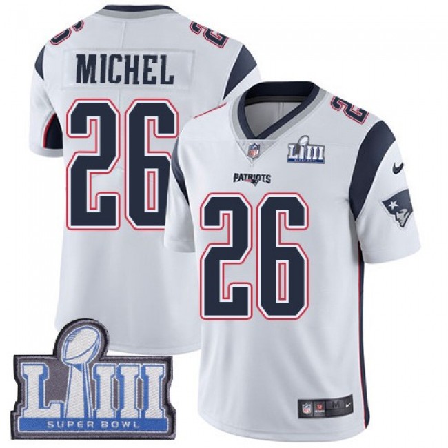 Nike Patriots #26 Sony Michel White Super Bowl LIII Bound Men's Stitched NFL Vapor Untouchable Limited Jersey