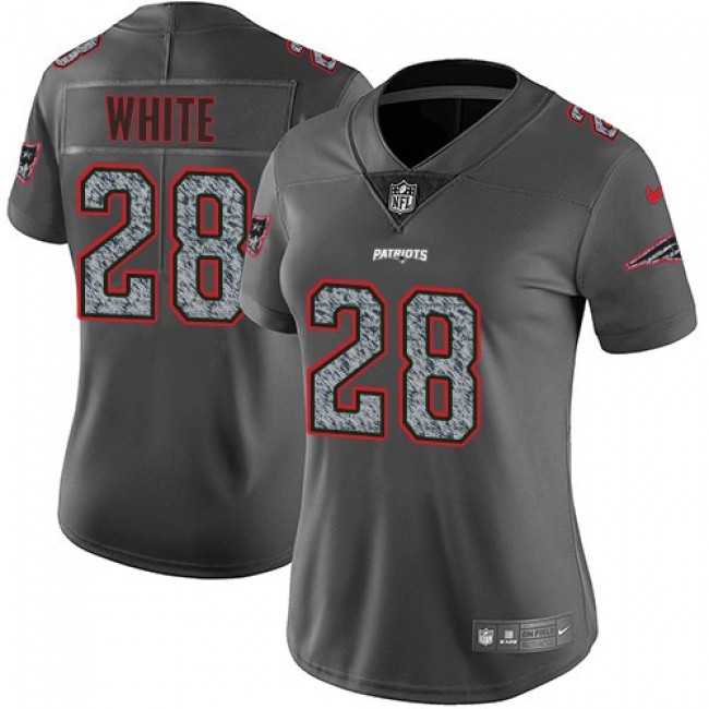 Women's Patriots #28 James White Gray Static Stitched NFL Vapor Untouchable Limited Jersey