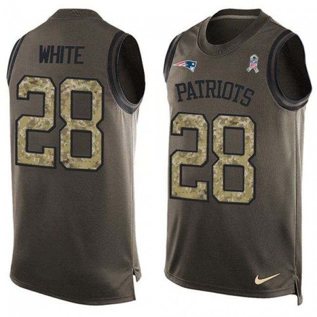 Nike Patriots #28 James White Green Men's Stitched NFL Limited Salute To Service Tank Top Jersey