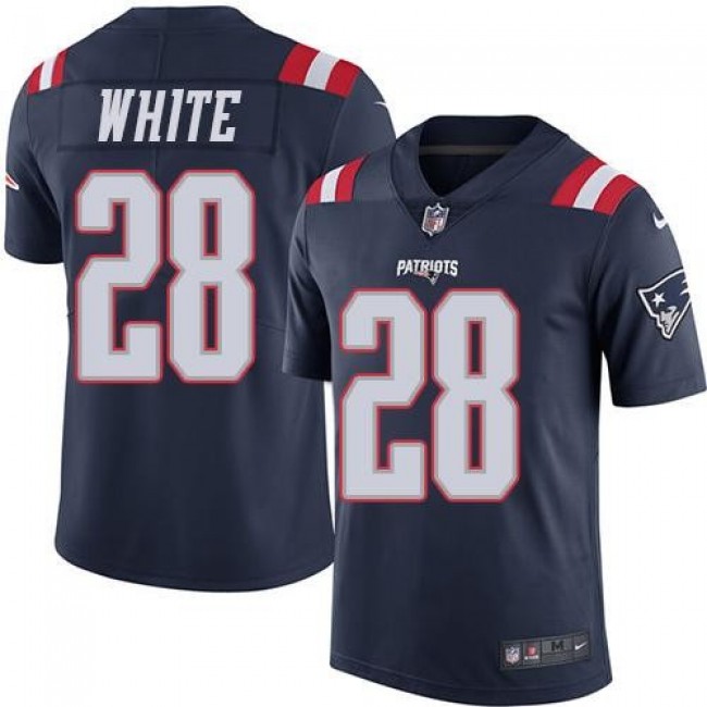 Nike Patriots #28 James White Navy Blue Men's Stitched NFL Limited Rush Jersey