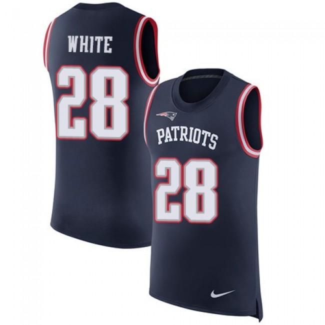 Nike Patriots #28 James White Navy Blue Team Color Men's Stitched NFL Limited Rush Tank Top Jersey