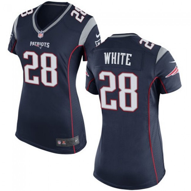 Women's Patriots #28 James White Navy Blue Team Color Stitched NFL New Elite Jersey