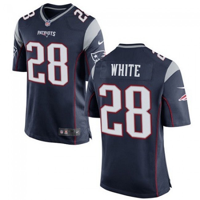 New England Patriots #28 James White Navy Blue Team Color Youth Stitched NFL New Elite Jersey