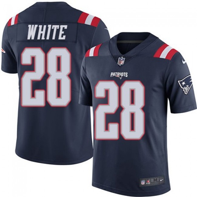 New England Patriots #28 James White Navy Blue Youth Stitched NFL Limited Rush Jersey