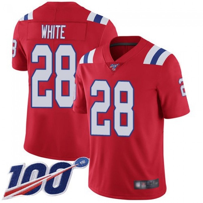 Nike Patriots #28 James White Red Alternate Men's Stitched NFL 100th Season Vapor Limited Jersey