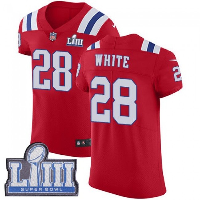 Nike Patriots #28 James White Red Alternate Super Bowl LIII Bound Men's Stitched NFL Vapor Untouchable Elite Jersey