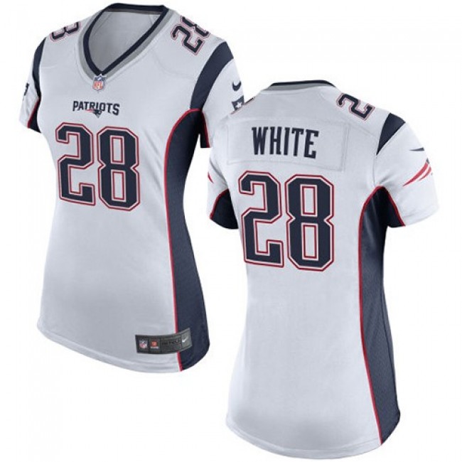 Women's Patriots #28 James White White Stitched NFL New Elite Jersey