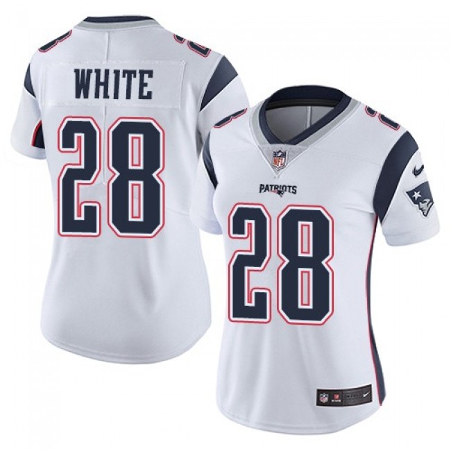 Women's Patriots #28 James White White Stitched NFL Vapor Untouchable Limited Jersey