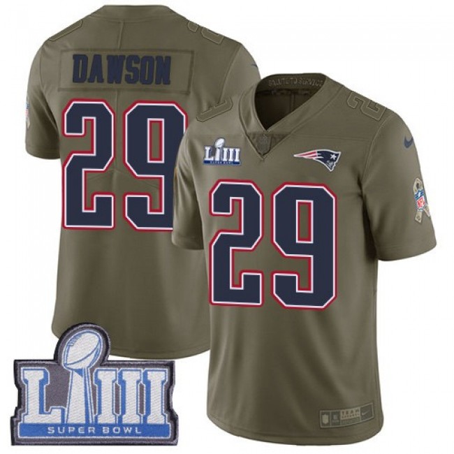 Nike Patriots #29 Duke Dawson Olive Super Bowl LIII Bound Men's Stitched NFL Limited 2017 Salute To Service Jersey