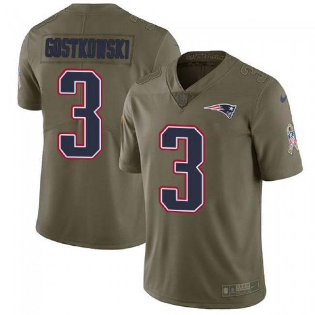 Nike Patriots #3 Stephen Gostkowski Olive Men's Stitched NFL Limited 2017 Salute To Service Jersey