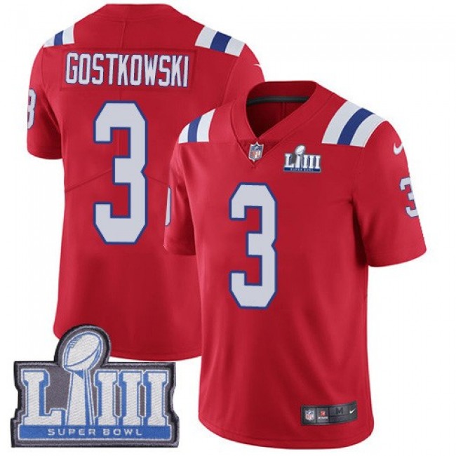Nike Patriots #3 Stephen Gostkowski Red Alternate Super Bowl LIII Bound Men's Stitched NFL Vapor Untouchable Limited Jersey