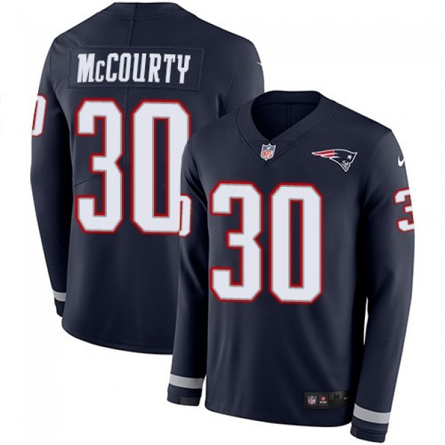 Nike Patriots #30 Jason McCourty Navy Blue Team Color Men's Stitched NFL Limited Therma Long Sleeve Jersey