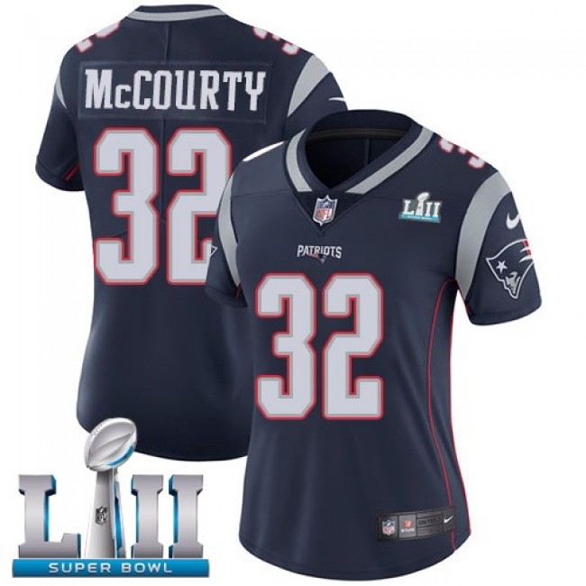 Women's Patriots #32 Devin McCourty Navy Blue Team Color Super Bowl LII Stitched NFL Vapor Untouchable Limited Jersey