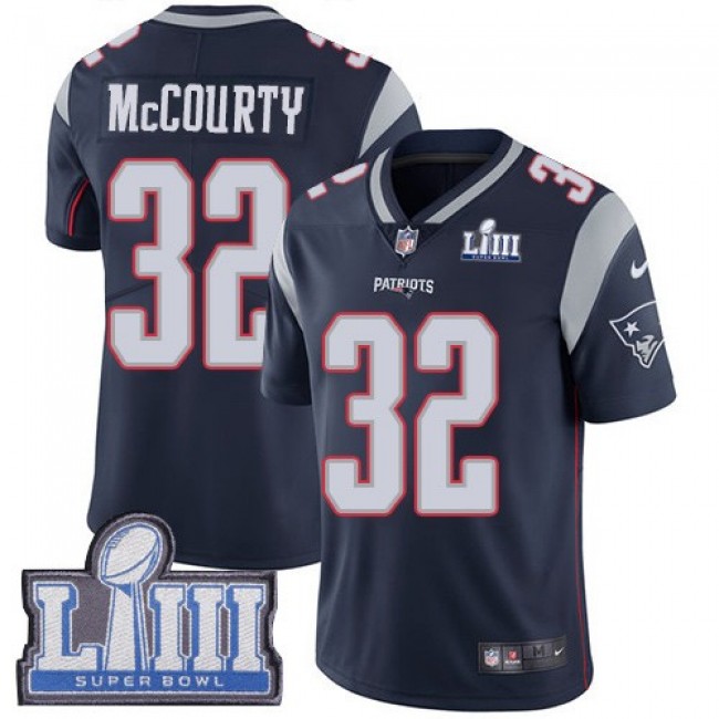 Nike Patriots #32 Devin McCourty Navy Blue Team Color Super Bowl LIII Bound Men's Stitched NFL Vapor Untouchable Limited Jersey