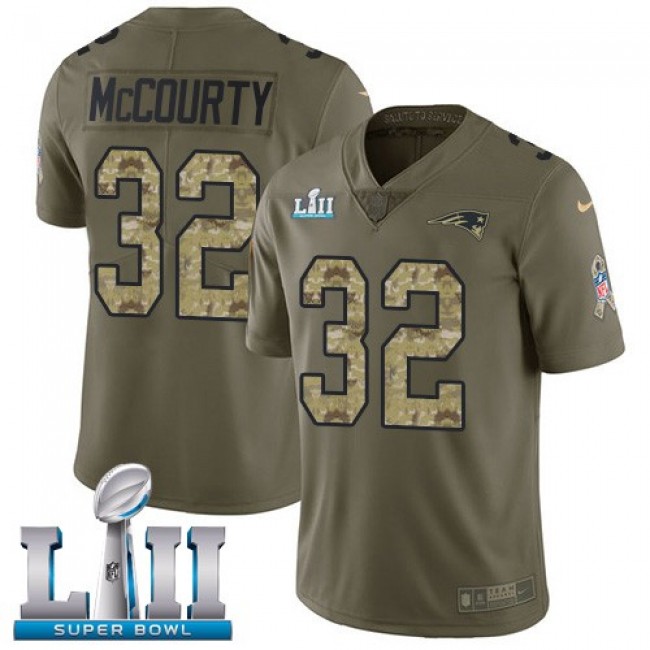 New England Patriots #32 Devin McCourty Olive-Camo Super Bowl LII Youth Stitched NFL Limited 2017 Salute to Service Jersey