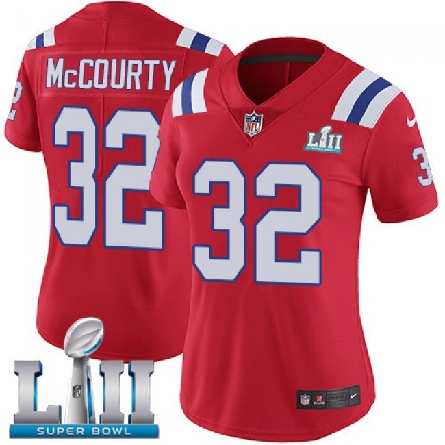 Women's Patriots #32 Devin McCourty Red Alternate Super Bowl LII Stitched NFL Vapor Untouchable Limited Jersey