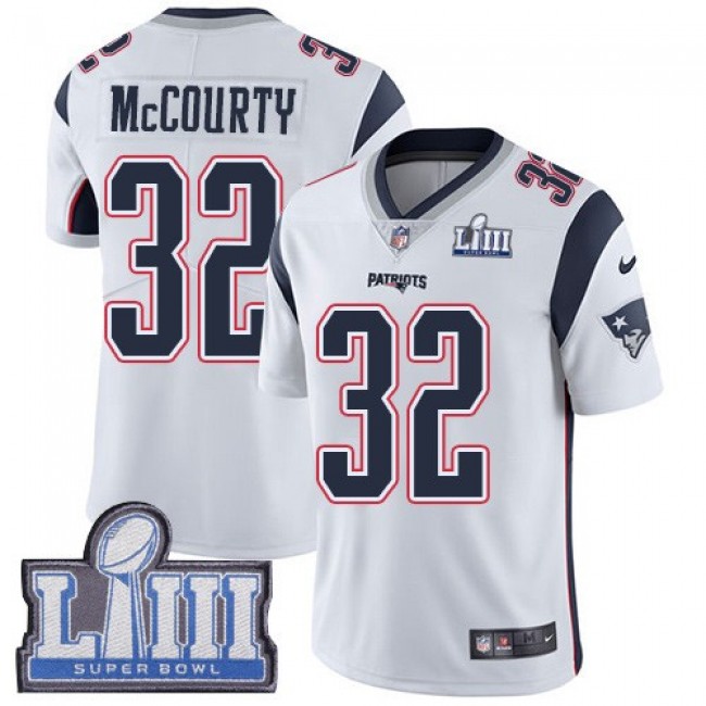 Nike Patriots #32 Devin McCourty White Super Bowl LIII Bound Men's Stitched NFL Vapor Untouchable Limited Jersey