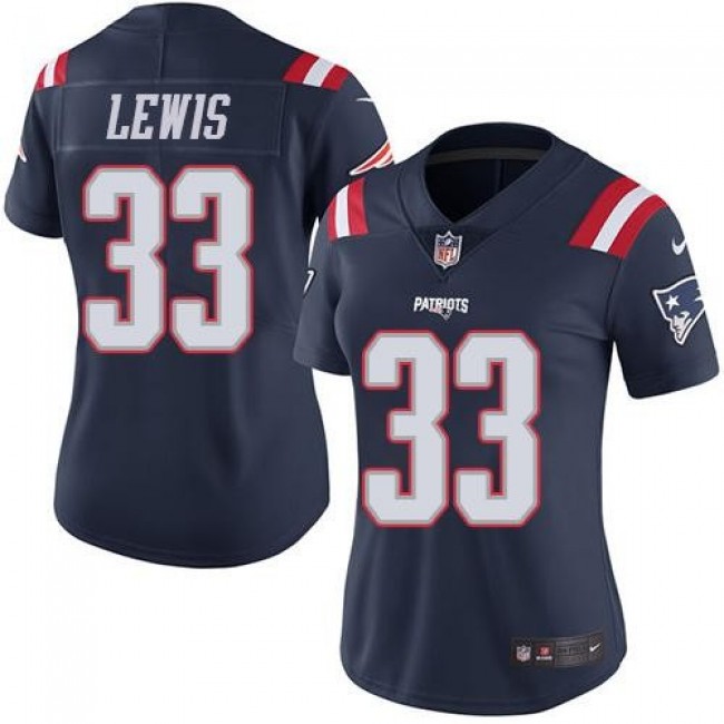 Women's Patriots #33 Dion Lewis Navy Blue Stitched NFL Limited Rush Jersey