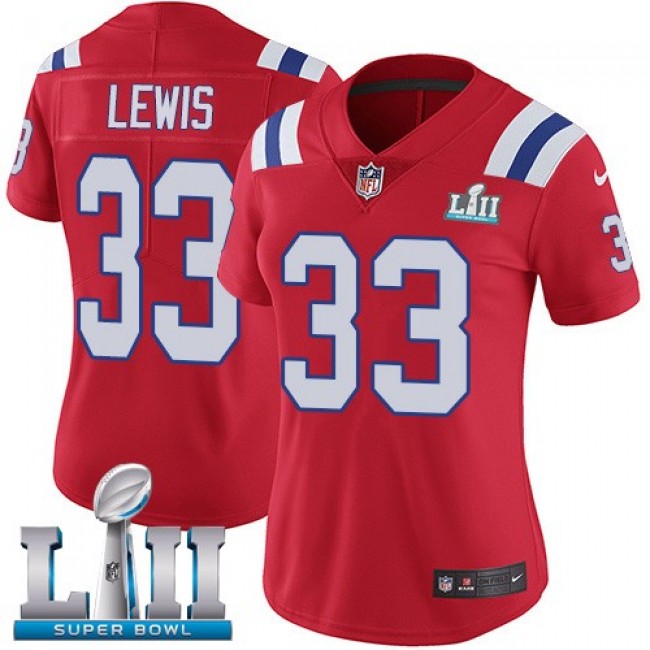 Women's Patriots #33 Dion Lewis Red Alternate Super Bowl LII Stitched NFL Vapor Untouchable Limited Jersey