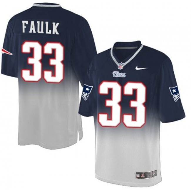 Nike Patriots #33 Kevin Faulk Navy Blue/Grey Men's Stitched NFL Elite Fadeaway Fashion Jersey