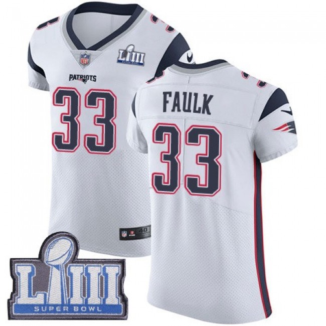 Nike Patriots #33 Kevin Faulk White Super Bowl LIII Bound Men's Stitched NFL Vapor Untouchable Elite Jersey