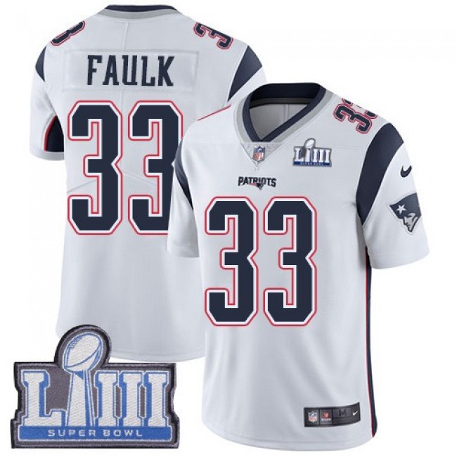 Nike Patriots #33 Kevin Faulk White Super Bowl LIII Bound Men's Stitched NFL Vapor Untouchable Limited Jersey