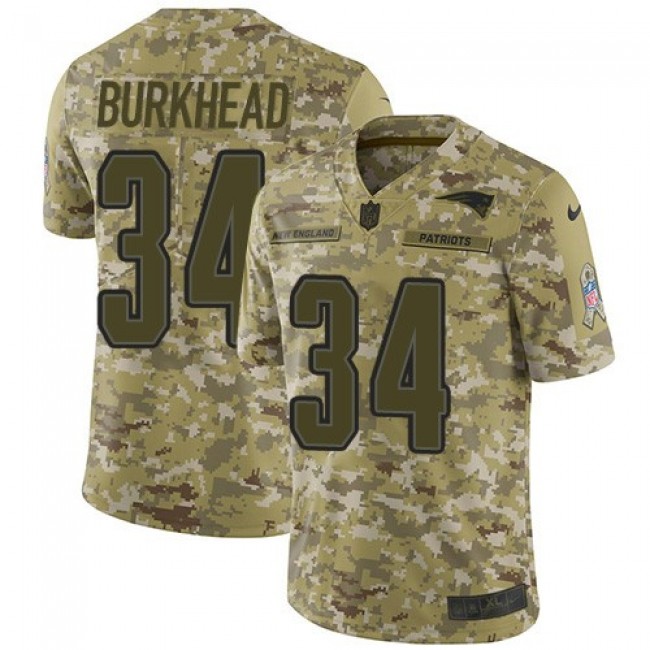 Nike Patriots #34 Rex Burkhead Camo Men's Stitched NFL Limited 2018 Salute To Service Jersey