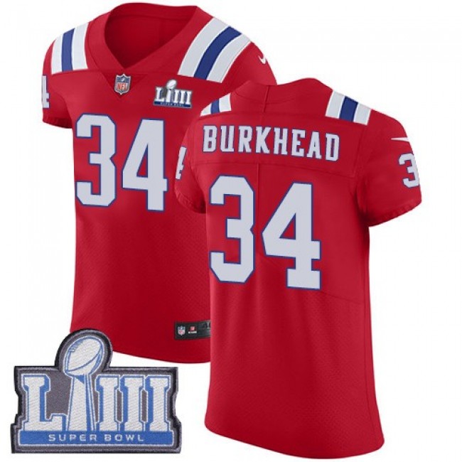 Nike Patriots #34 Rex Burkhead Red Alternate Super Bowl LIII Bound Men's Stitched NFL Vapor Untouchable Elite Jersey