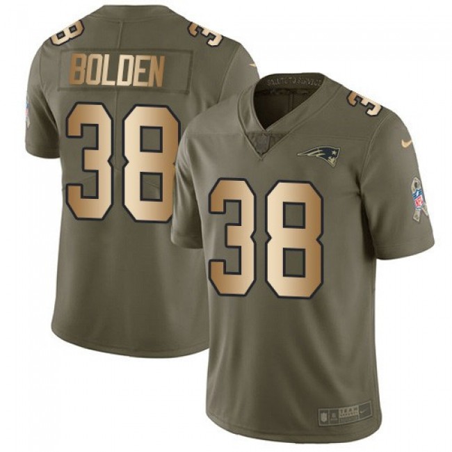 Nike Patriots #38 Brandon Bolden Olive/Gold Men's Stitched NFL Limited 2017 Salute To Service Jersey