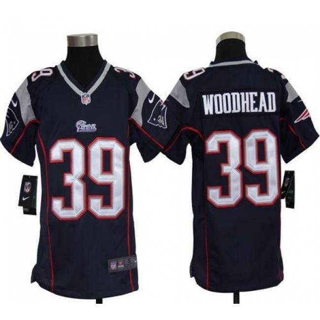 New England Patriots #39 Danny Woodhead Navy Blue Team Color Youth Stitched NFL Elite Jersey