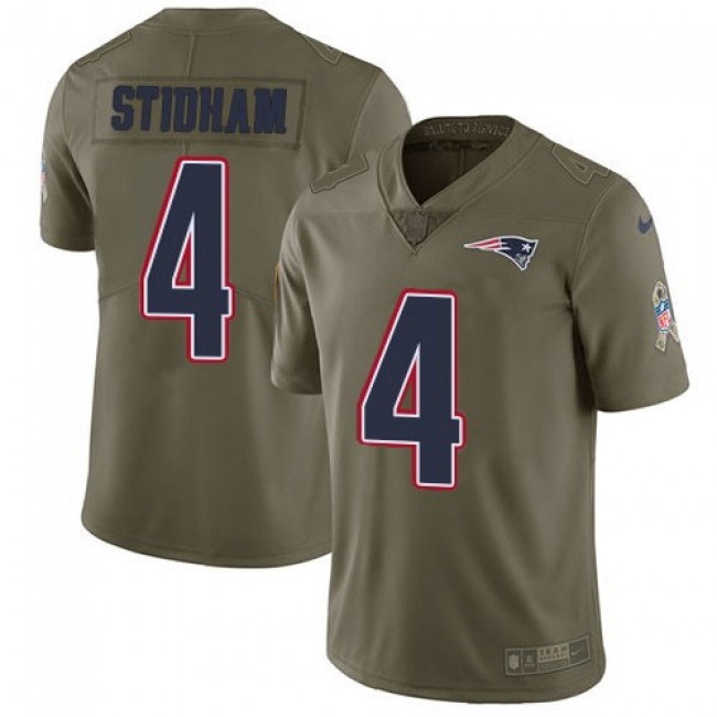Nike Patriots #4 Jarrett Stidham Navy Blue Team Color Men's Stitched NFL Limited Rush Tank Top Jersey