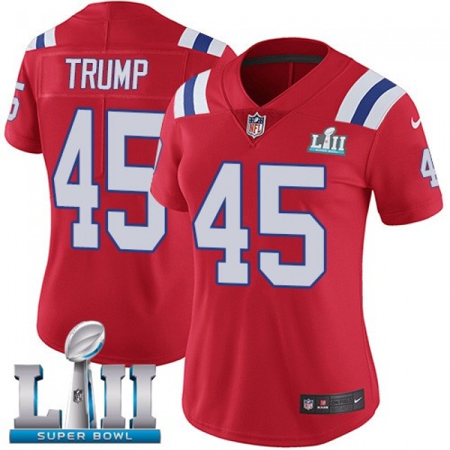 Women's Patriots #45 Donald Trump Red Alternate Super Bowl LII Stitched NFL Vapor Untouchable Limited Jersey