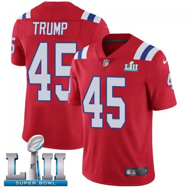New England Patriots #45 Donald Trump Red Alternate Super Bowl LII Youth Stitched NFL Vapor Untouchable Limited Jersey