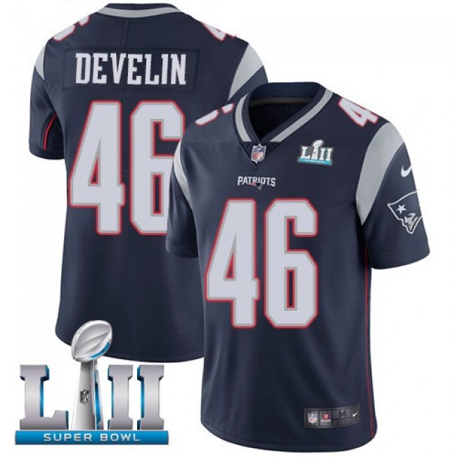 New England Patriots #46 James Develin Navy Blue Team Color Super Bowl LII Youth Stitched NFL Vapor Untouchable Limited Jersey