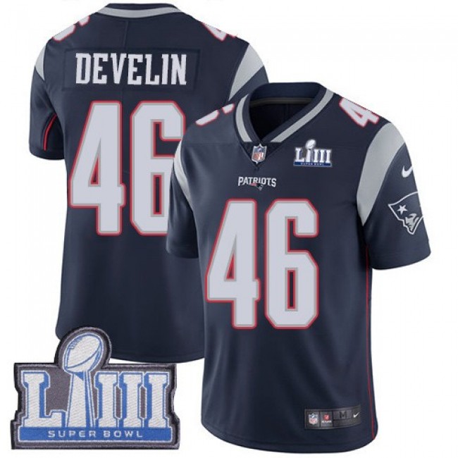 Nike Patriots #46 James Develin Navy Blue Team Color Super Bowl LIII Bound Men's Stitched NFL Vapor Untouchable Limited Jersey