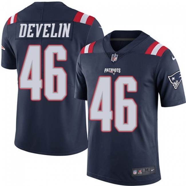 New England Patriots #46 James Develin Navy Blue Youth Stitched NFL Limited Rush Jersey