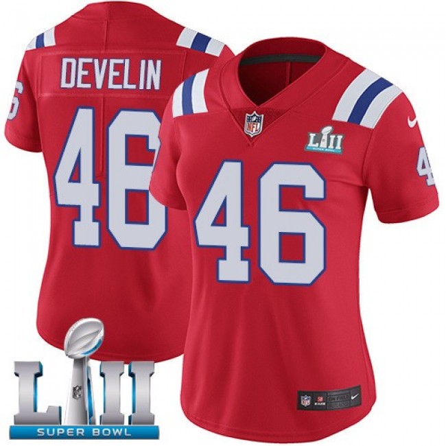 Women's Patriots #46 James Develin Red Alternate Super Bowl LII Stitched NFL Vapor Untouchable Limited Jersey