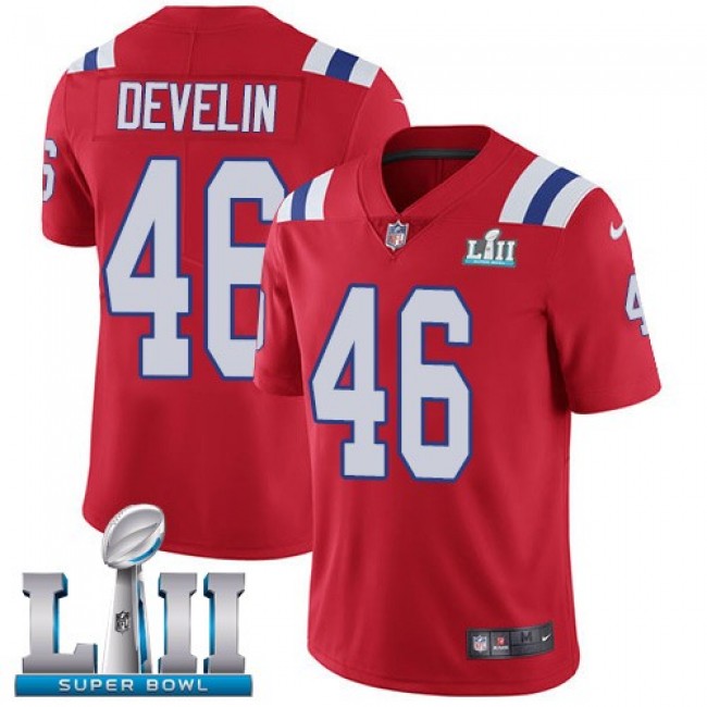 New England Patriots #46 James Develin Red Alternate Super Bowl LII Youth Stitched NFL Vapor Untouchable Limited Jersey