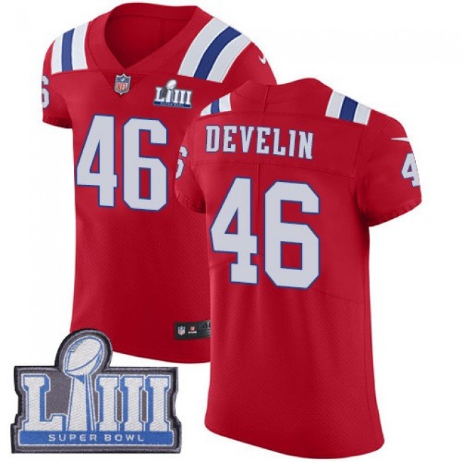 Nike Patriots #46 James Develin Red Alternate Super Bowl LIII Bound Men's Stitched NFL Vapor Untouchable Elite Jersey