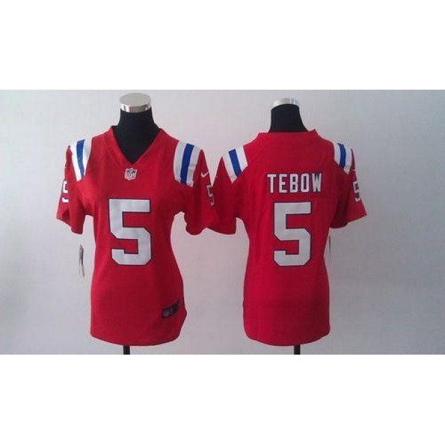 Women's Patriots #5 Tim Tebow Red Alternate Stitched NFL Elite Jersey
